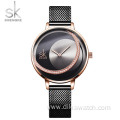 Hot sale SK 0088 Diamond Women Watch 2021 Sun Pattern Watch Bands Mesh Belt Leather Type Quartz Ladies Watches